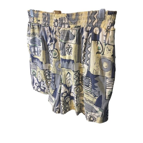 Shenanigans Blue Patterned Elastic Waist Pull On Shorts SZ Petite Medium - Picture 3 of 7